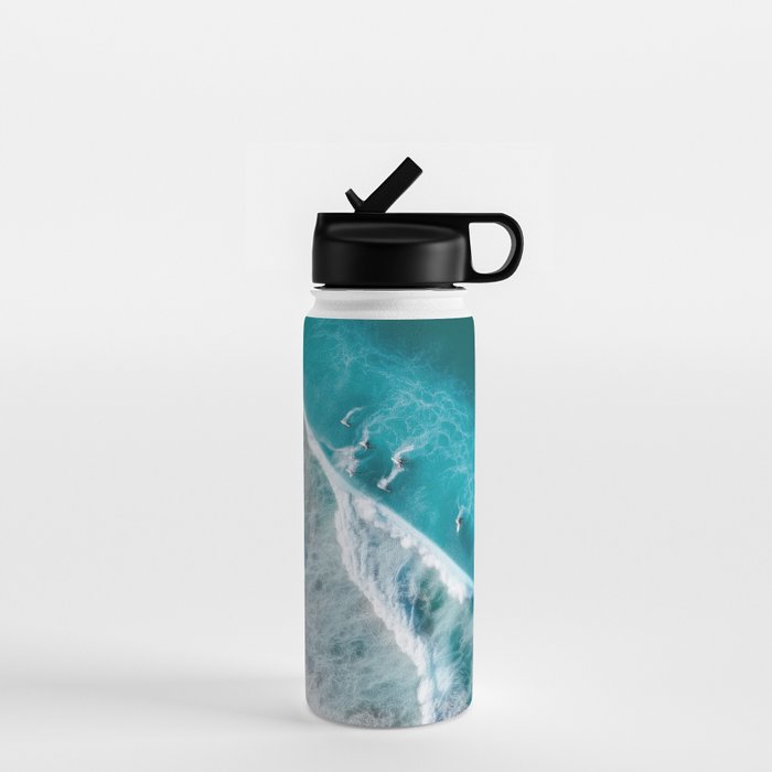 Turquoise Tides - Aerial View of Ocean Waves and Shore Water Bottle Gallery Image 1