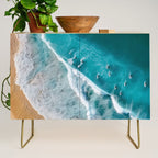 Turquoise Tides - Aerial View of Ocean Waves and Shore Credenza Gallery Image 1