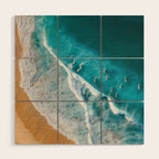 Turquoise Tides - Aerial View of Ocean Waves and Shore Wood Wall Art Gallery Image 1