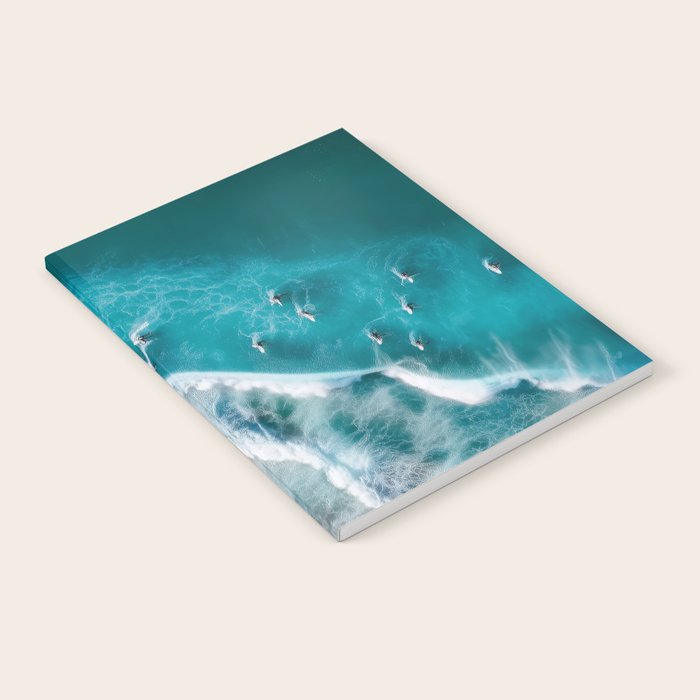 Turquoise Tides - Aerial View of Ocean Waves and Shore Notebook Gallery Image 2