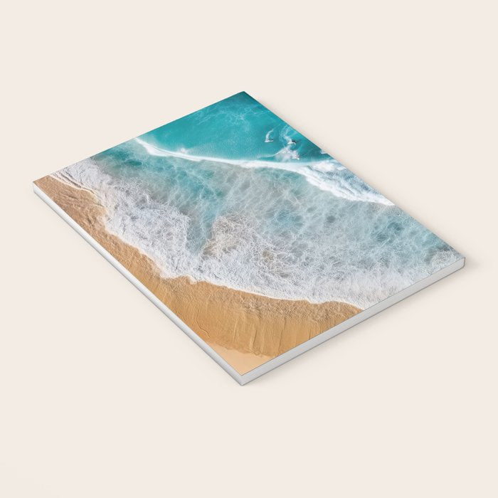 Turquoise Tides - Aerial View of Ocean Waves and Shore Notebook Gallery Image 3