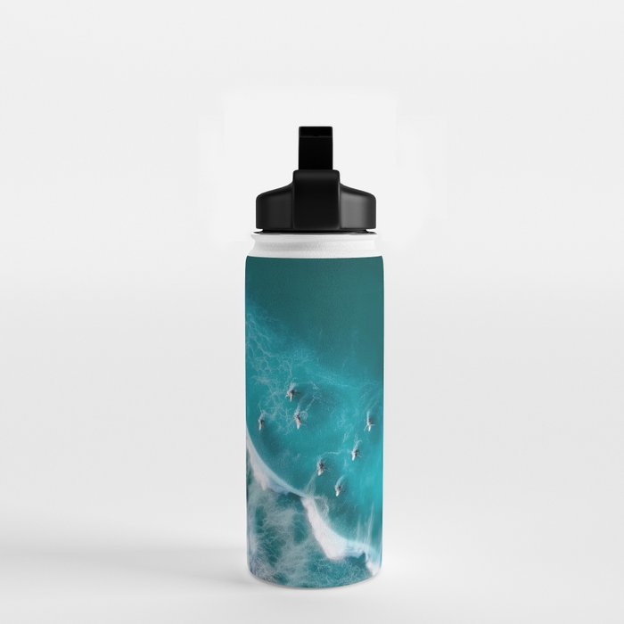 Turquoise Tides - Aerial View of Ocean Waves and Shore Water Bottle Gallery Image 2