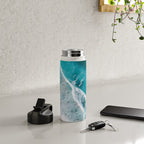 Turquoise Tides - Aerial View of Ocean Waves and Shore Water Bottle Gallery Image 4