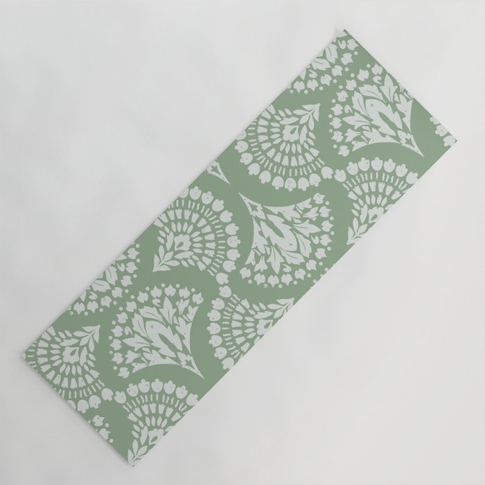 Sage Green Ornate Boho Yoga Mat Gallery Image 1
