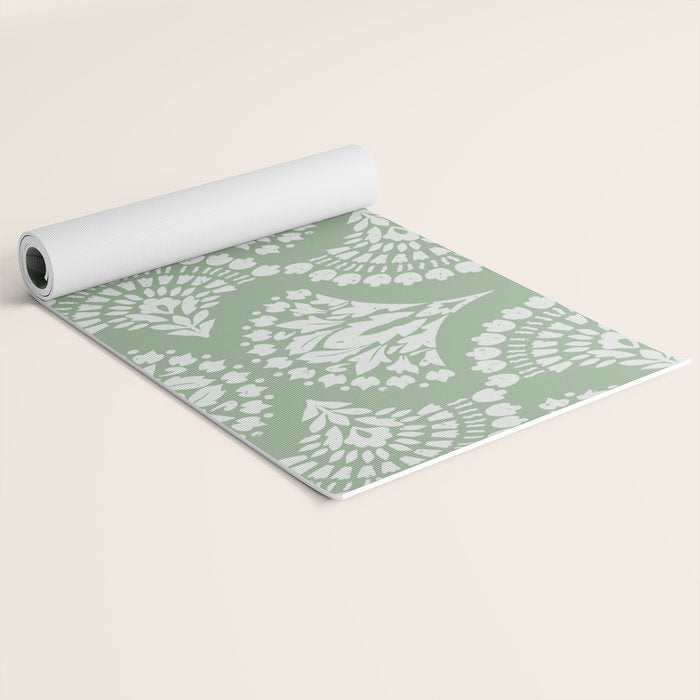 Sage Green Ornate Boho Yoga Mat Gallery Image 2
