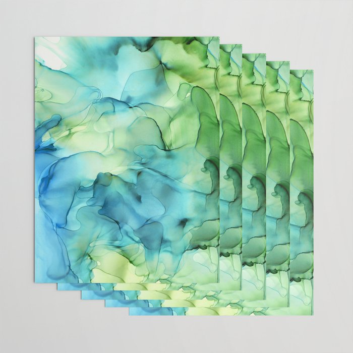 Blue Green Spring Marble Abstract Ink Painting Wrapping Paper Gallery Image 3