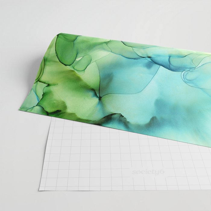 Blue Green Spring Marble Abstract Ink Painting Wrapping Paper Gallery Image 2
