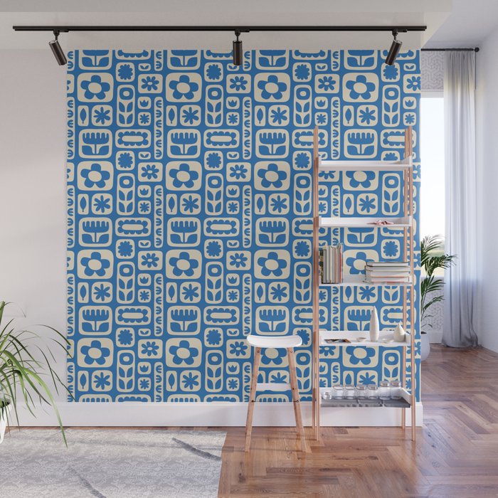 Vintage scandinavian floral art pattern Wall Mural Gallery Image 1