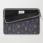 Navy Blue & Mustard Yellow Floral Pattern Laptop Sleeve Gallery Image 2