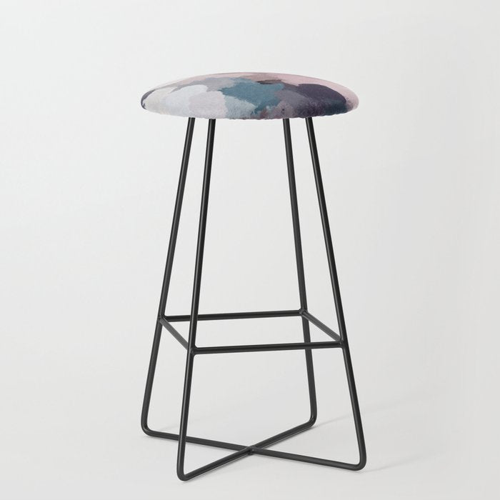 Picking Blackberries - Teal Indigo Lavender Abstract Wall Art, Feminine Painting Print, Modern Art Stool Gallery Image 1