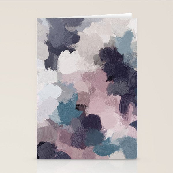 Picking Blackberries - Teal Indigo Lavender Abstract Wall Art, Feminine Painting Print, Modern Art Stationery Card Gallery Image 2