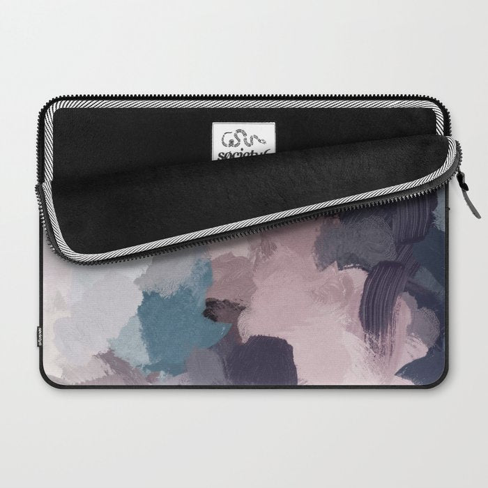 Picking Blackberries - Teal Indigo Lavender Abstract Wall Art, Feminine Painting Print, Modern Art Laptop Sleeve Gallery Image 2