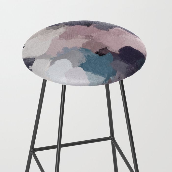 Picking Blackberries - Teal Indigo Lavender Abstract Wall Art, Feminine Painting Print, Modern Art Stool Gallery Image 2