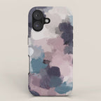Picking Blackberries - Teal Indigo Lavender Abstract Wall Art, Feminine Painting Print, Modern Art iPhone Case Gallery Image 1