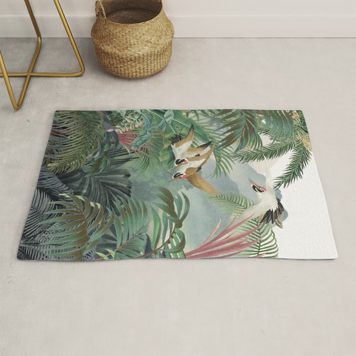 Sarus crane in the forest Rug Gallery Image 1