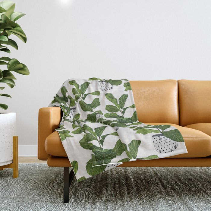 Fiddle leaf fig Tree Throw Blanket Gallery Image 1