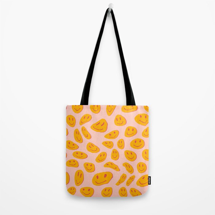 70s retro yellow smile face illustration  Tote Bag Gallery Image 2