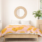 70s retro yellow smile face illustration  Duvet Cover Gallery Image 3
