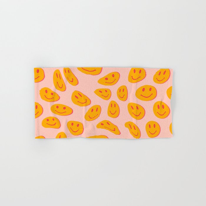70s retro yellow smile face illustration  Bath Towel Gallery Image 1