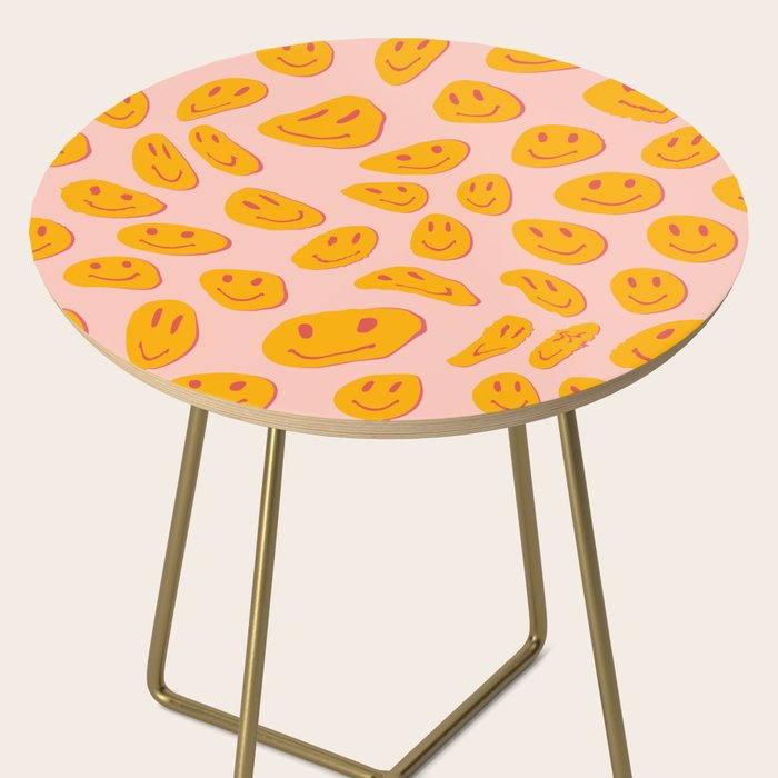 70s retro yellow smile face illustration  Side Table Gallery Image 2