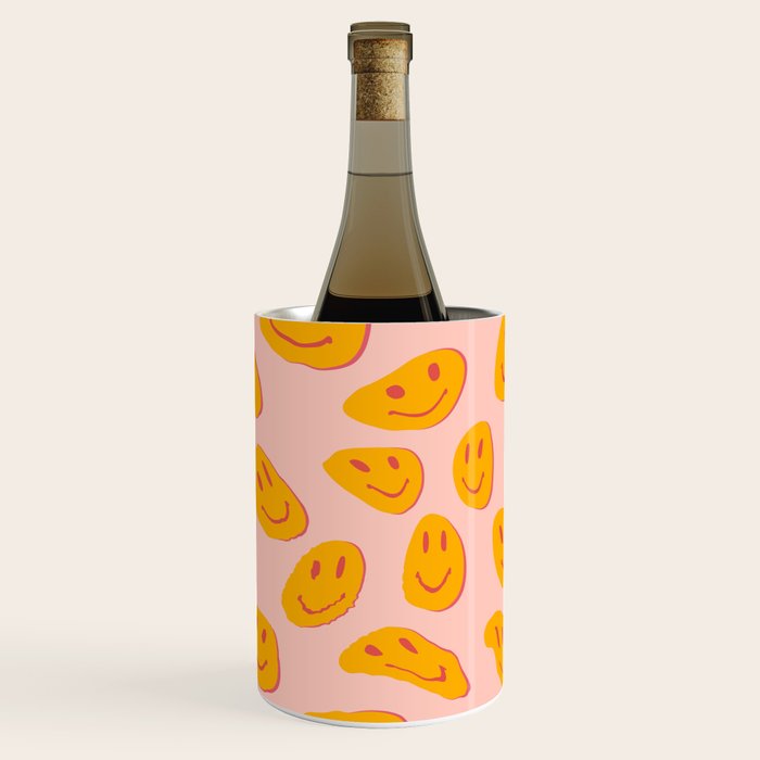 70s retro yellow smile face illustration  Wine Chiller Gallery Image 1