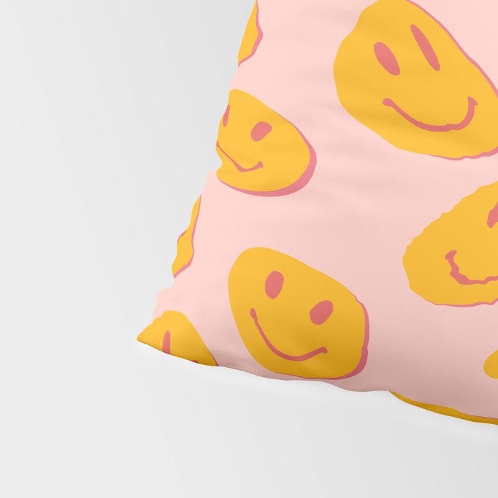 70s retro yellow smile face illustration  Pillow Sham Gallery Image 4