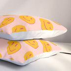 70s retro yellow smile face illustration  Pillow Sham Gallery Image 3