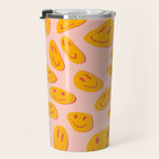 70s retro yellow smile face illustration  Travel Mug Gallery Image 3
