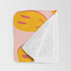 70s retro yellow smile face illustration  Throw Blanket Gallery Image 3