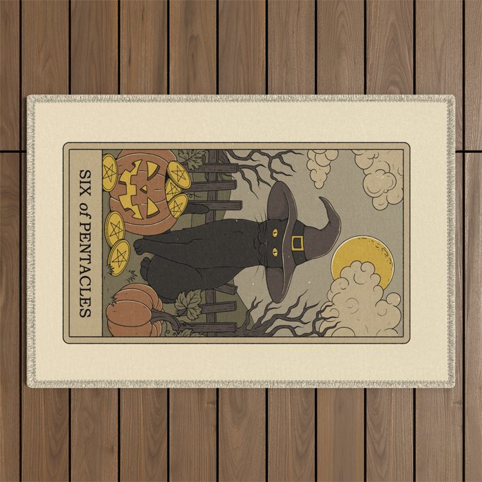Six of Pentacles Outdoor Rug Gallery Image 1