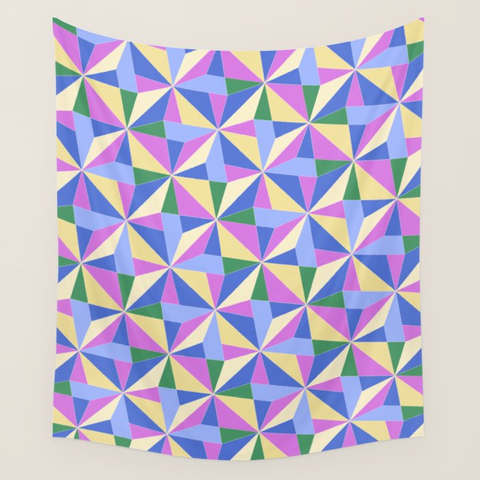 Kaleidoscope Tile Pattern VII Colorful Bright 90s Wall Tapestry Gallery Image 4