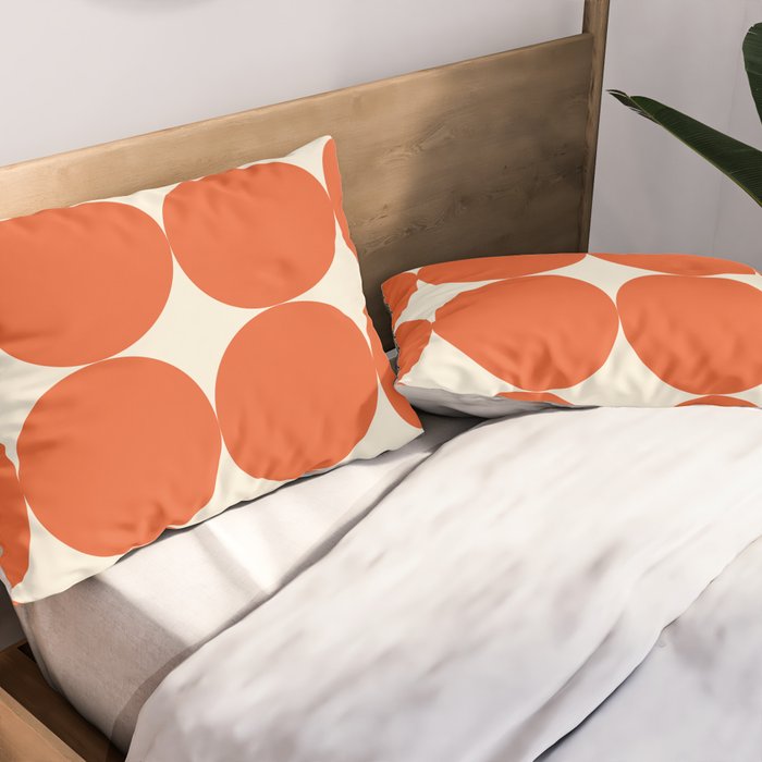 Whole Lotta Circles - Modern Retro Orange Geometric Pattern Pillow Sham Gallery Image 2