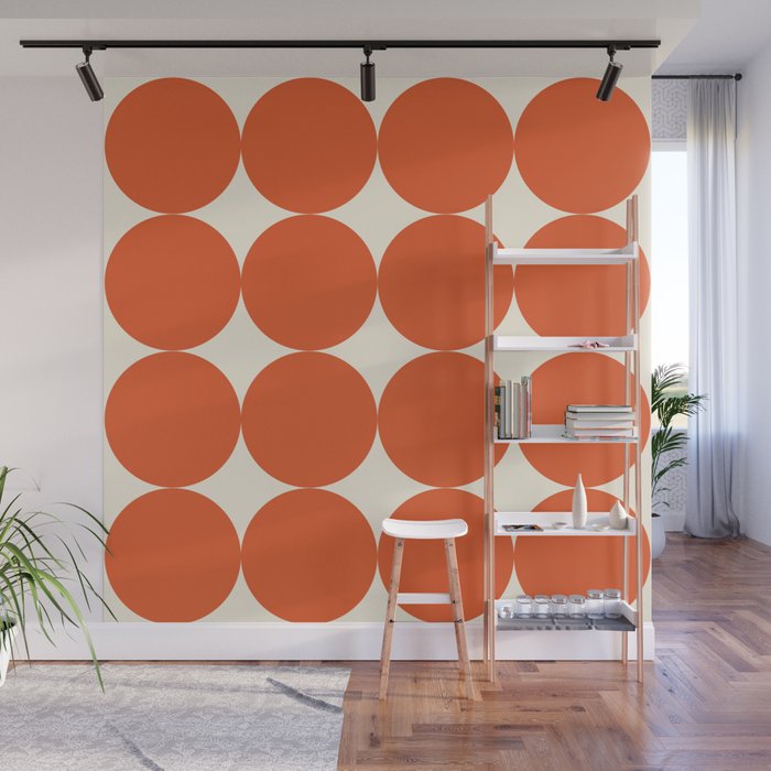 Whole Lotta Circles - Modern Retro Orange Geometric Pattern Wall Mural Gallery Image 1