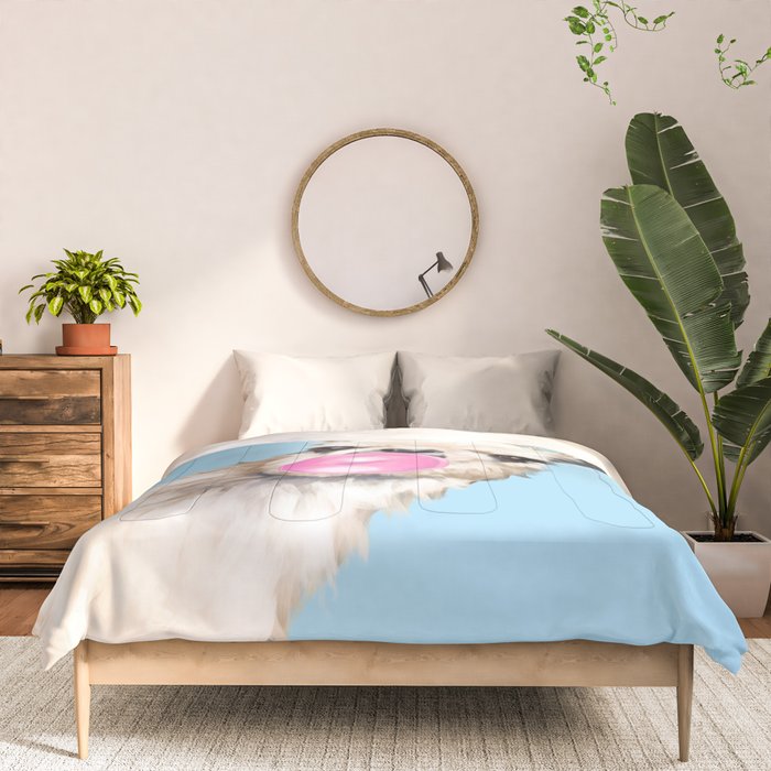 Bubble Gum Sneaky Llama in Blue Comforter Gallery Image 3