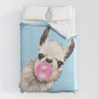 Bubble Gum Sneaky Llama in Blue Duvet Cover Gallery Image 6