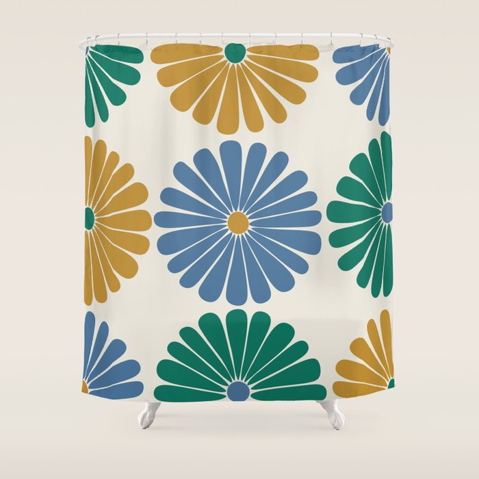 Retro Summer Daisies X Shower Curtain Gallery Image 1