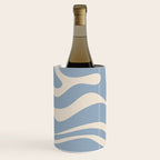 Modern Retro Liquid Swirl Abstract Pattern Square in Muted Light Blue and Cream Beige Wine Chiller Gallery Image 2