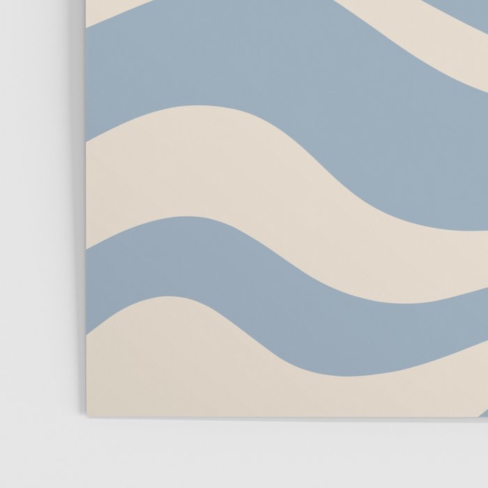 Modern Retro Liquid Swirl Abstract Pattern Square in Muted Light Blue and Cream Beige Poster Gallery Image 3