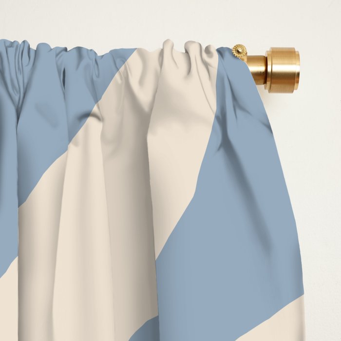 Modern Retro Liquid Swirl Abstract Pattern Square in Muted Light Blue and Cream Beige Window Curtain Gallery Image 2