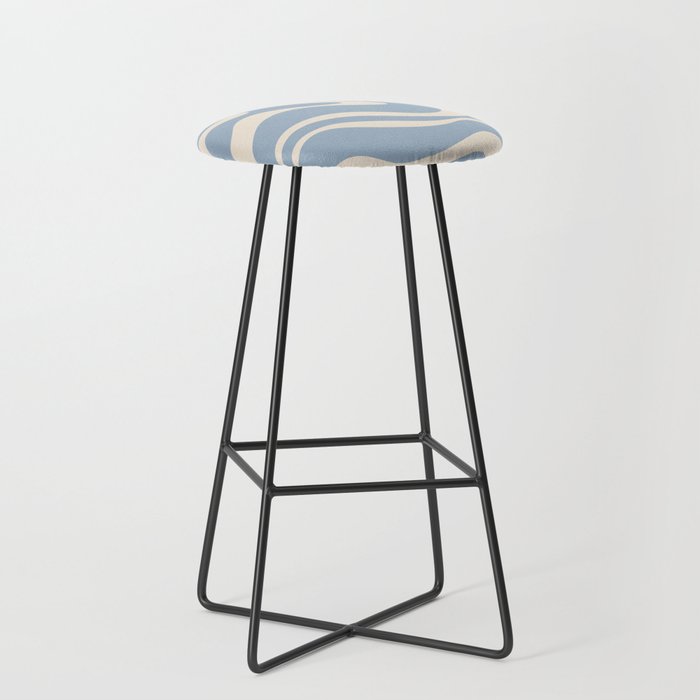 Modern Retro Liquid Swirl Abstract Pattern Square in Muted Light Blue and Cream Beige Stool Gallery Image 1