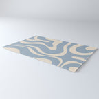 Modern Retro Liquid Swirl Abstract Pattern Square in Muted Light Blue and Cream Beige Rug Gallery Image 3