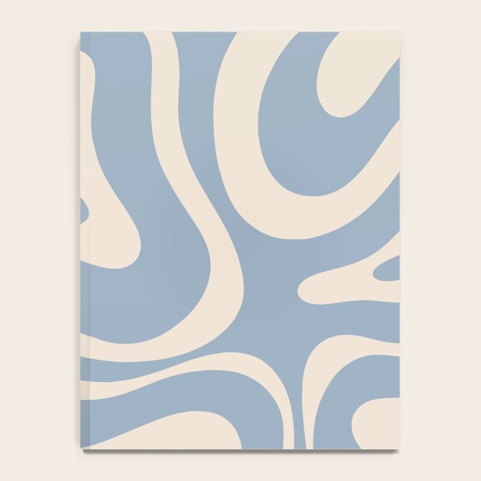 Modern Retro Liquid Swirl Abstract Pattern Square in Muted Light Blue and Cream Beige Notebook Gallery Image 4
