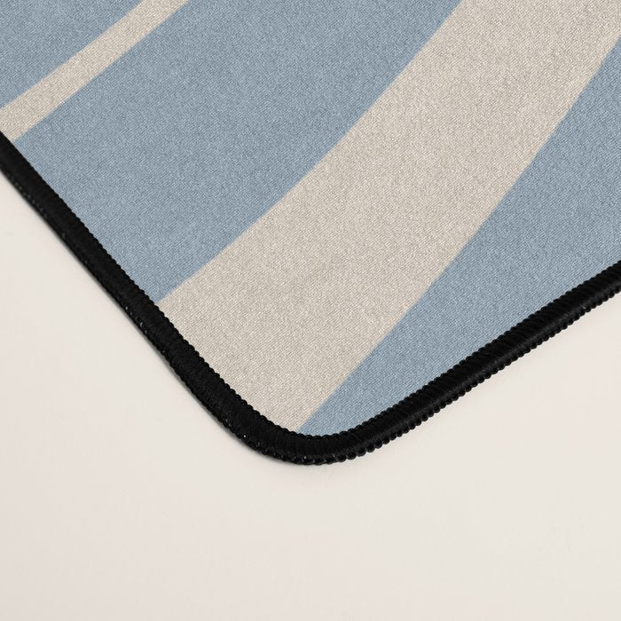 Modern Retro Liquid Swirl Abstract Pattern Square in Muted Light Blue and Cream Beige Desk Mat Gallery Image 4