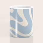 Modern Retro Liquid Swirl Abstract Pattern Square in Muted Light Blue and Cream Beige Coffee Mug Gallery Image 4
