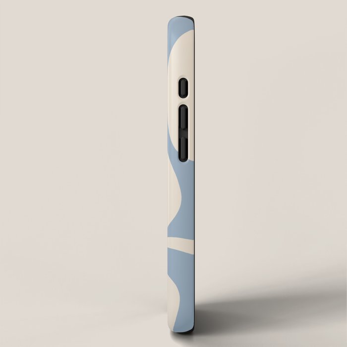 Modern Retro Liquid Swirl Abstract Pattern Square in Muted Light Blue and Cream Beige iPhone Case Gallery Image 2