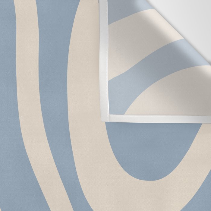 Modern Retro Liquid Swirl Abstract Pattern Square in Muted Light Blue and Cream Beige Wall Tapestry Gallery Image 3