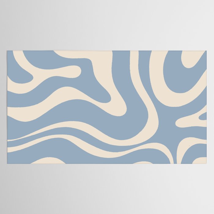 Modern Retro Liquid Swirl Abstract Pattern Square in Muted Light Blue and Cream Beige Tablecloth Gallery Image 2