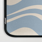 Modern Retro Liquid Swirl Abstract Pattern Square in Muted Light Blue and Cream Beige Laptop Sleeve Gallery Image 3