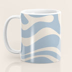 Modern Retro Liquid Swirl Abstract Pattern Square in Muted Light Blue and Cream Beige Coffee Mug Gallery Image 3