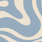 Modern Retro Liquid Swirl Abstract Pattern Square in Muted Light Blue and Cream Beige Coffee Mug Gallery Image 2